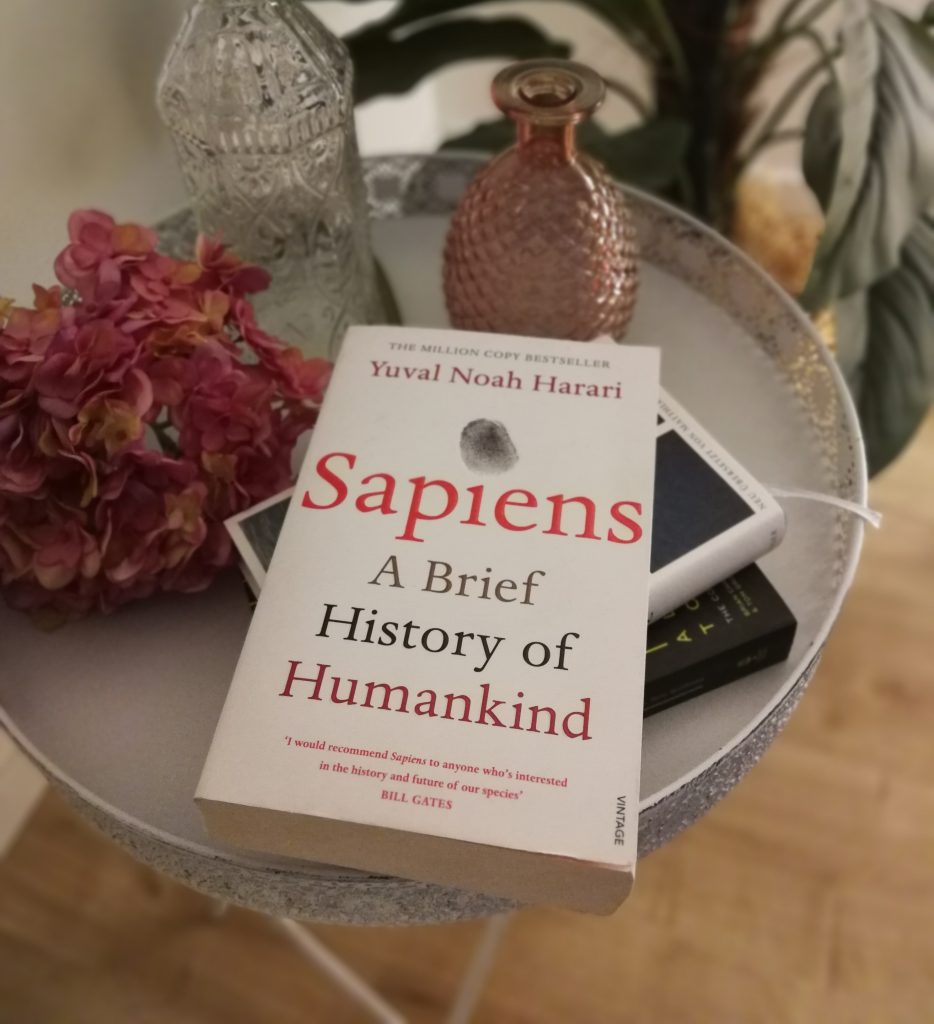 Das Buch "Sapiens - A Brief History of Humankind" auf einem Beistelltisch